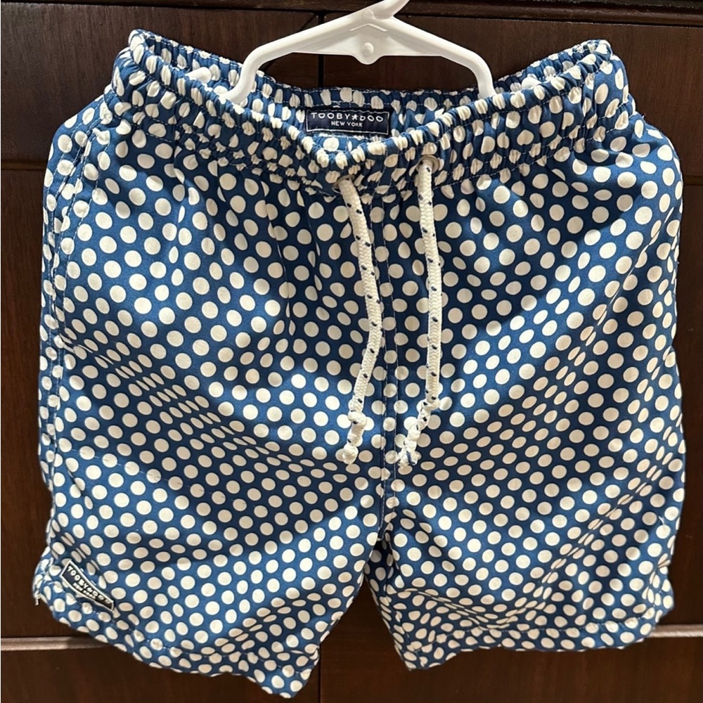 ToobyDoo Boys 5-6Y Blue Polka Dot Swim Trunks
